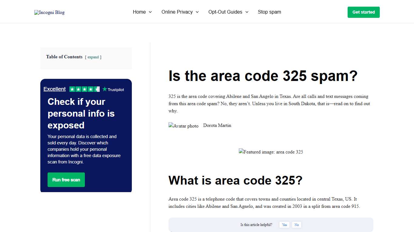 Is the area code 325 spam? [2026] Incogni