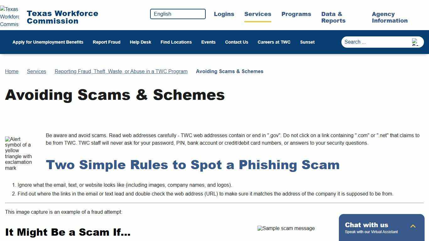 Avoiding Scams & Schemes - Texas Workforce Commission